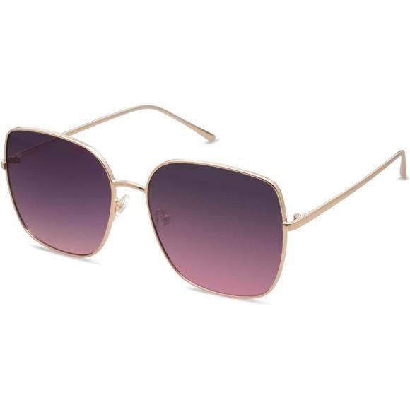 Oversized Square Metal Frame Sunglasses for Women Men Flat Mirrored Lens ?? main image 5